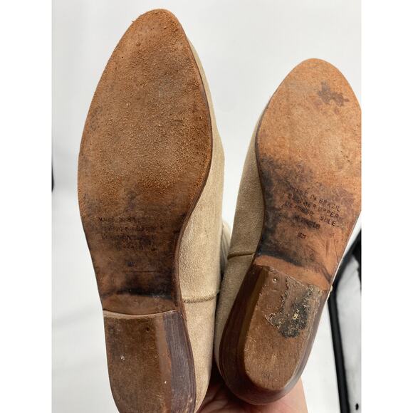 VTG 9 West women 7M mid calf beige suede leather pointed toe cowboy boots - Picture 7 of 8